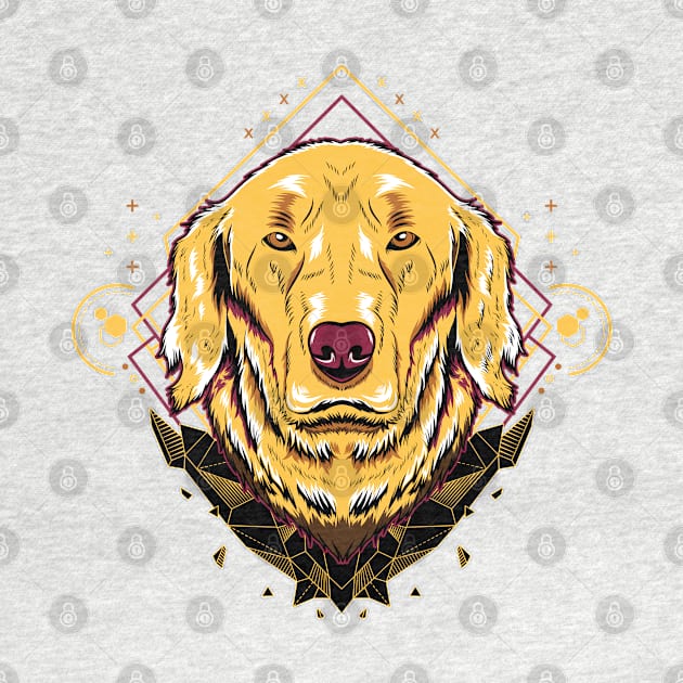 golden retriever geometric face by Mako Design 